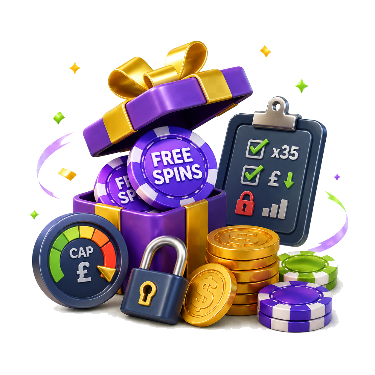 Illustration explaining why free spins do not always equal full cash value.